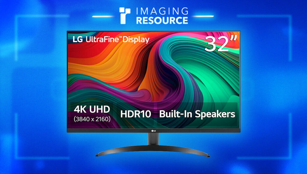 Stock image of the 32-inch LG 4K Monitor in an Imaging Resource blog post banner image