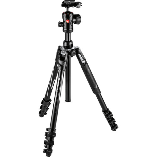 A photograph of a black and sturdy-looking Manfrotto Befree Advanced Travel Aluminum Tripod with 494 Ball Head, taken from www.bhphotovideo.com